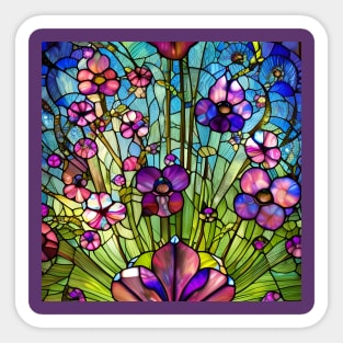 Stained Glass Flowers Sticker